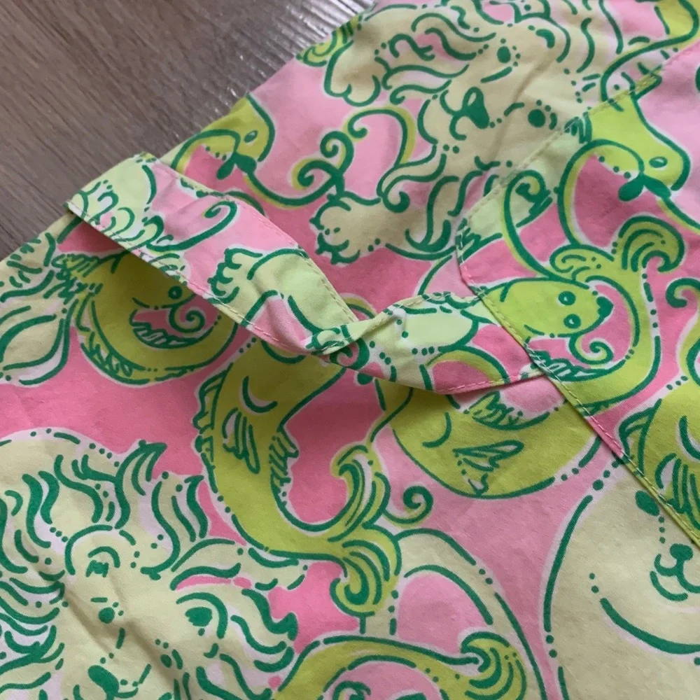 Lilly Pulitzer Vibrant Pink and Green Lion and Fish Overalls Size 6 - Picture 12 of 13